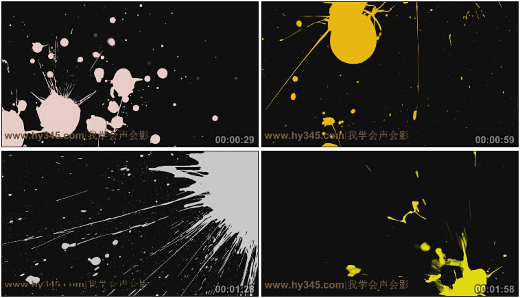 13款带透明通道的不同颜色颜料喷溅特效视频素材