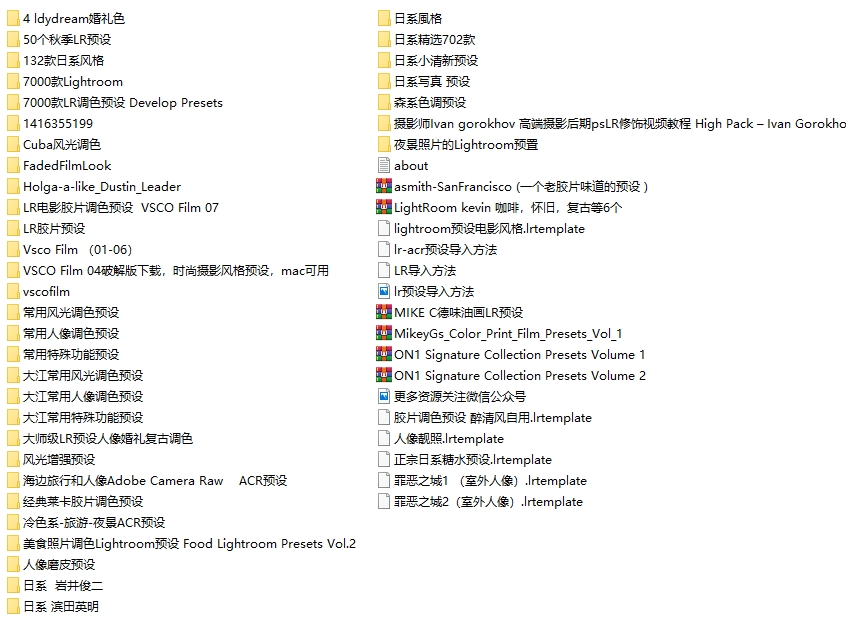 Lightroom    LR预设 近万款